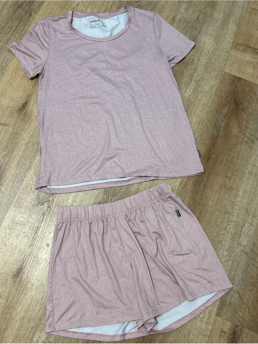 Eddie Bauer Light Pink Short Sleeve Top and Matching Sleep Shorts Set